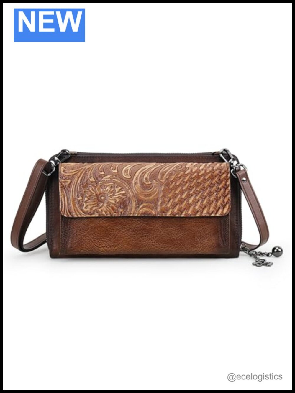 Genuine Leather Crossbody Wallet Wristlet Phone Purse Adjustable Strap